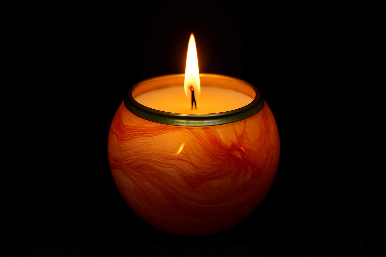 Handcrafted Marble Soy Wax Candle – Orange - 189g