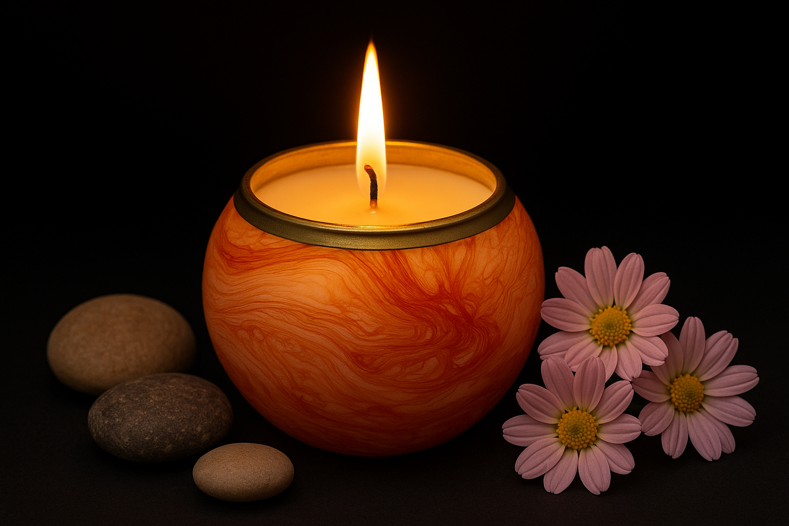 Handcrafted Marble Soy Wax Candle – Orange - 189g