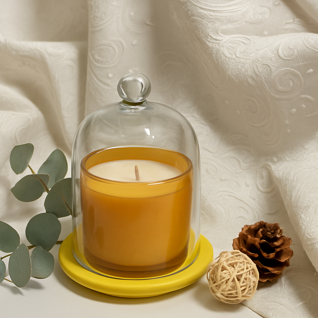 Soya Wax Vanilla Caramel Scented Glass Candle – 80g