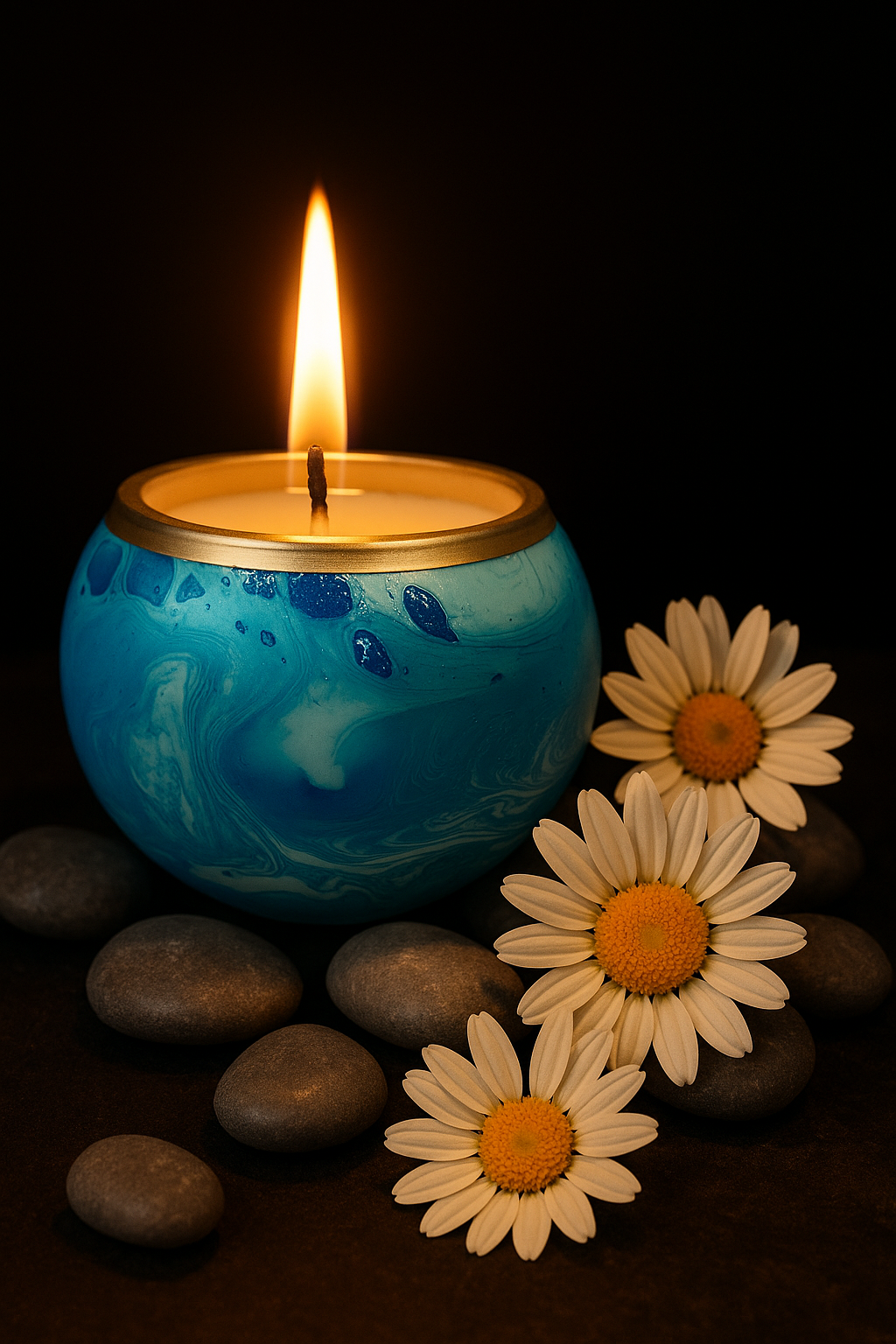 Handcrafted Marble Soy Wax Candle – Blue - 189g