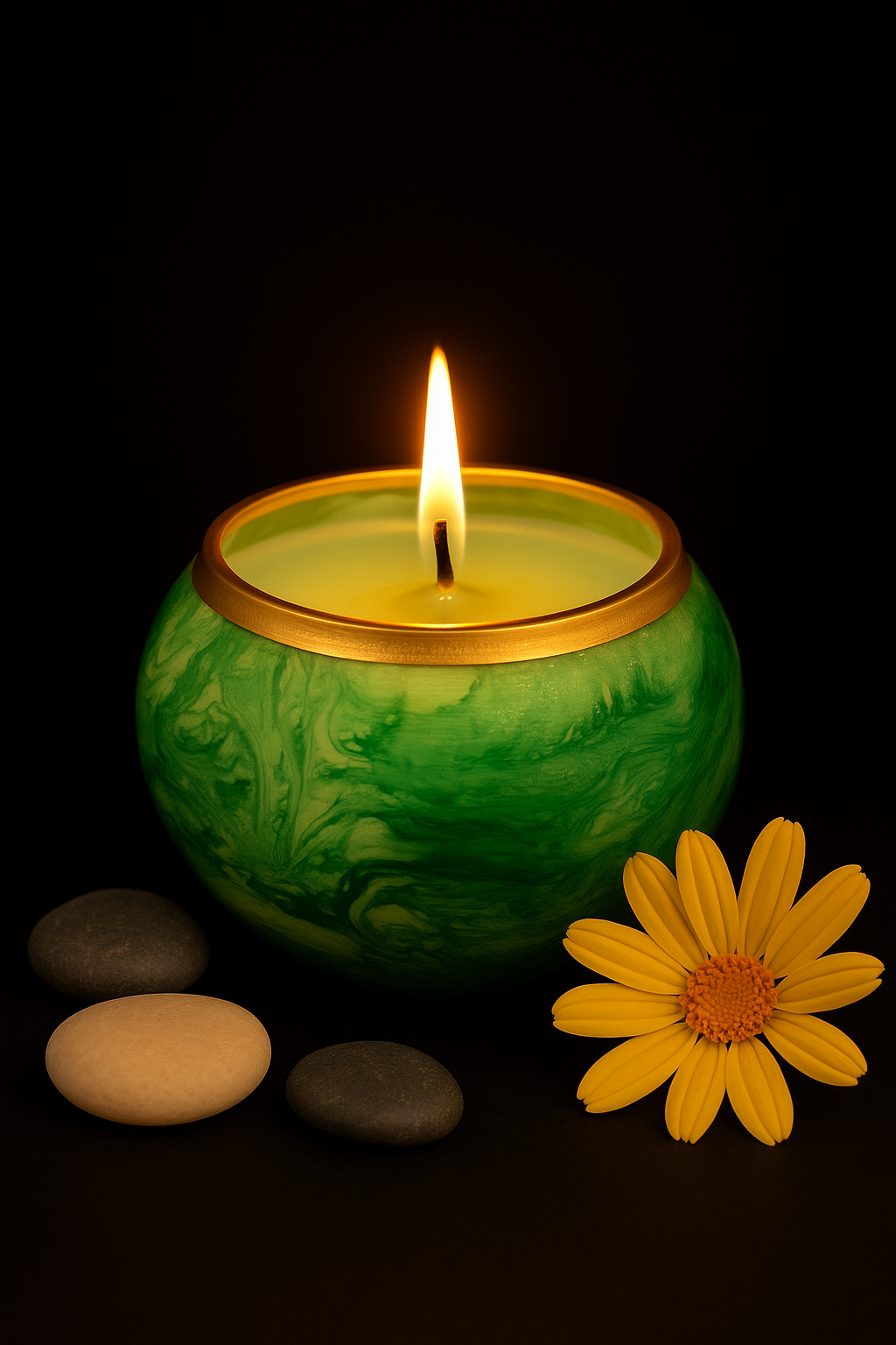 Handcrafted Marble Soy Wax Candle – Green - 189g