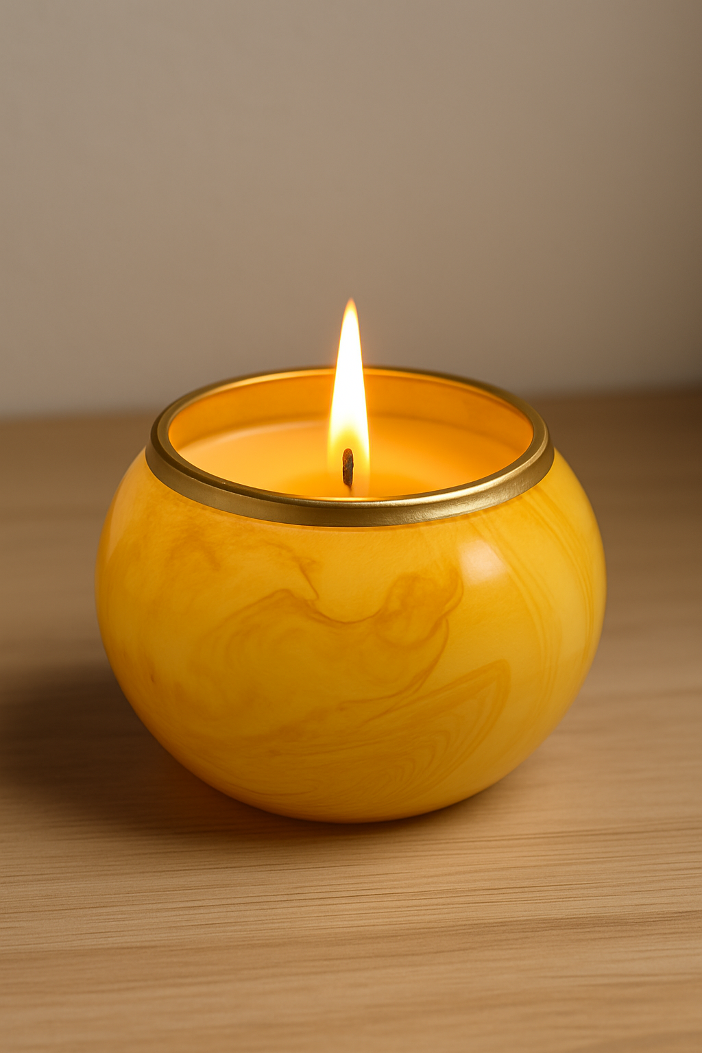 Handcrafted Marble Soy Wax Candle – Yellow - 189g