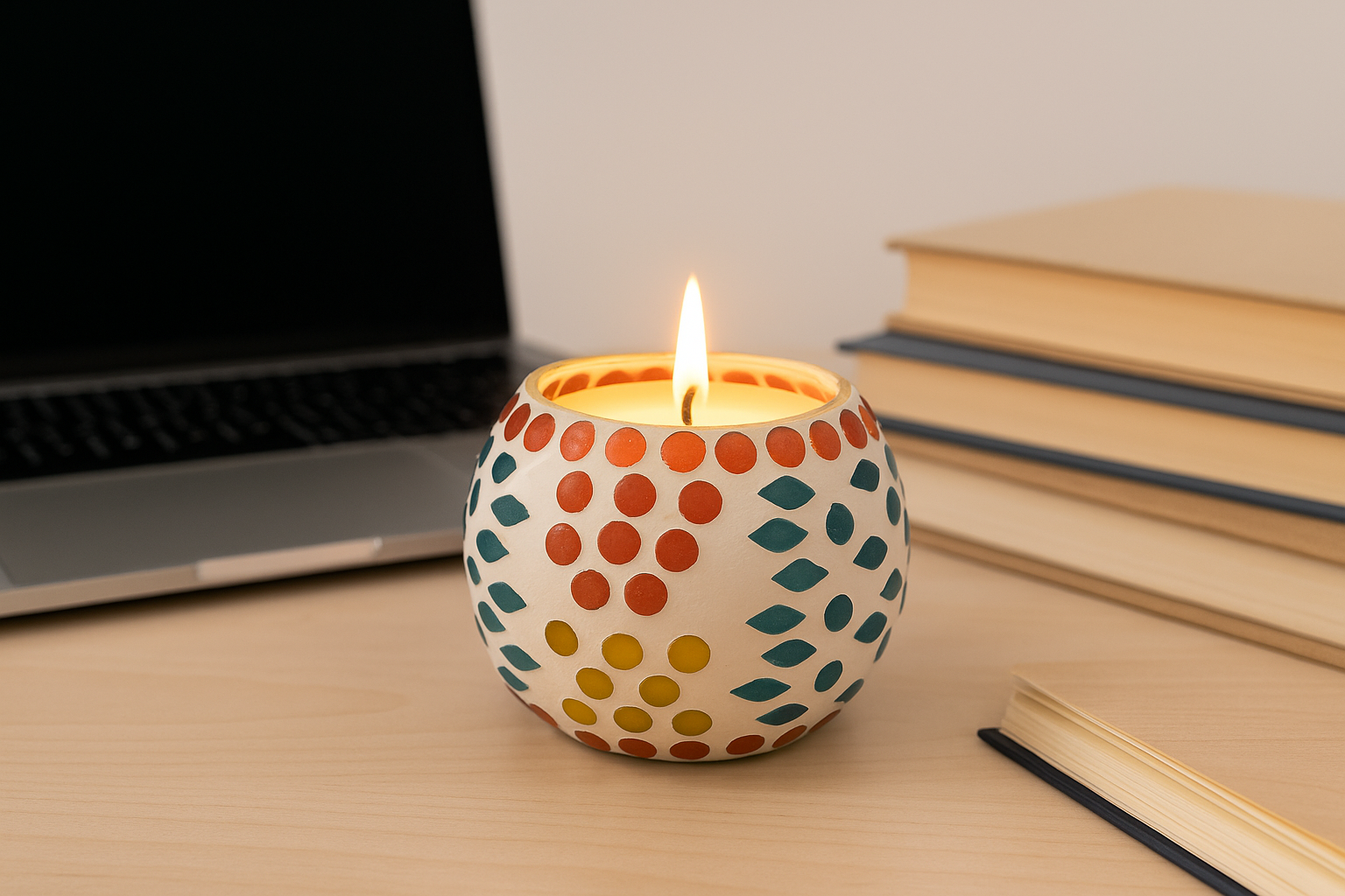 Handcrafted Mosaic Ceramic Soy Wax Candle