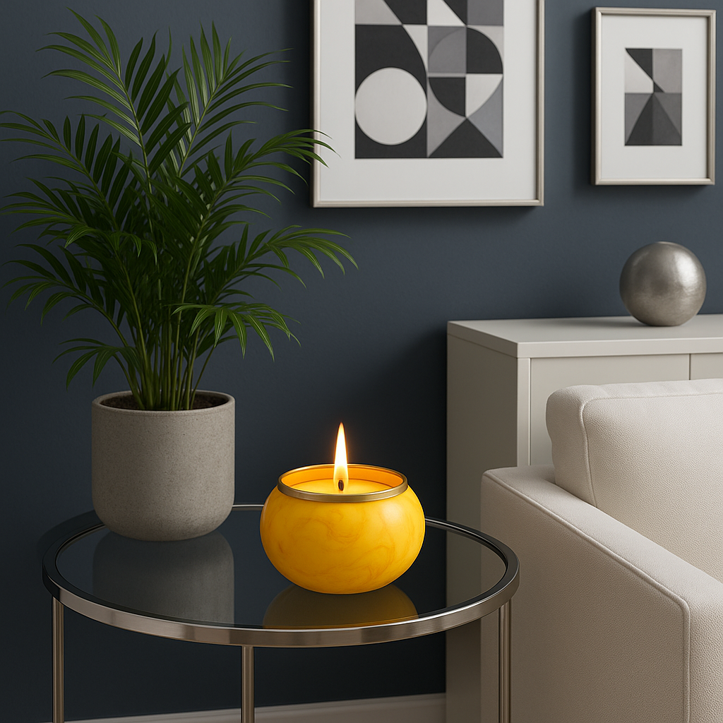 refresing look of the space with the yellow candle