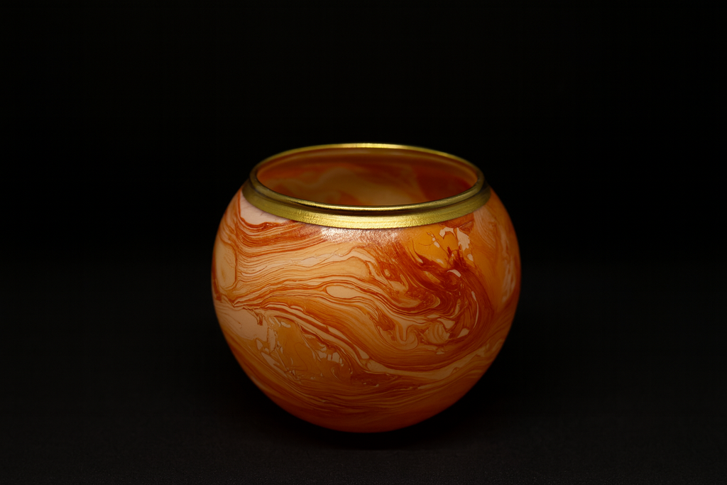 orange marble candle holder